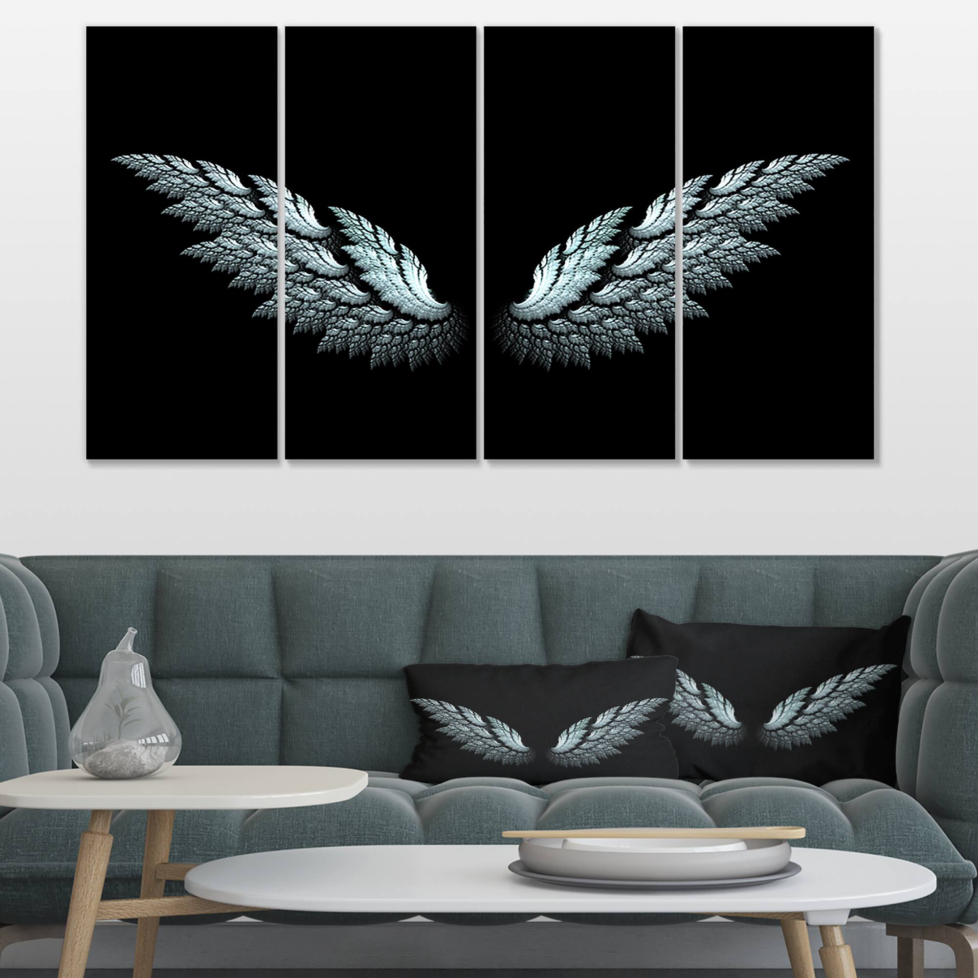 Designart - Angel Wings on Black Background